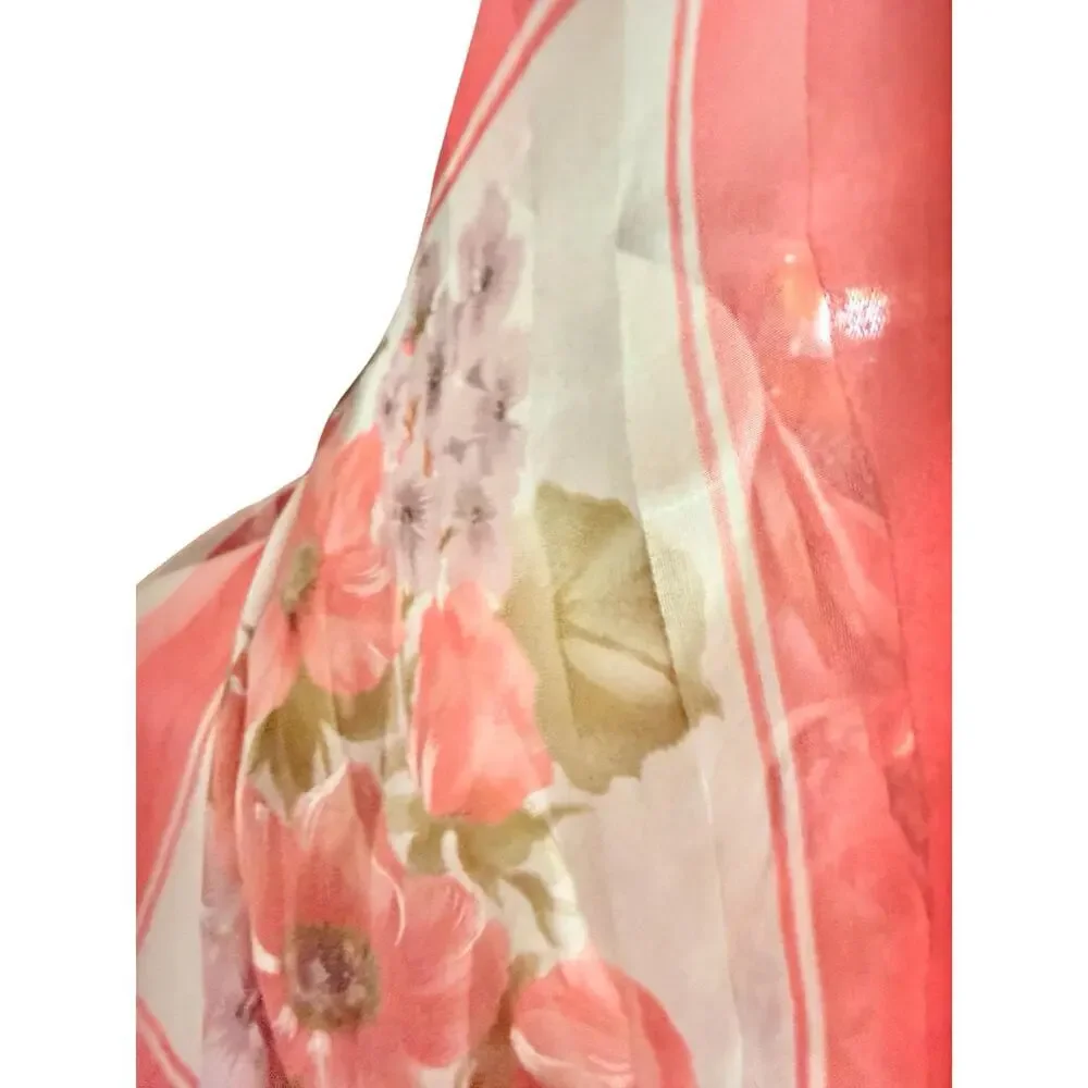 Vintage Pierre Cardin Paris Silk Scarf Coral Lilac Bouquet Watercolor Floral 35